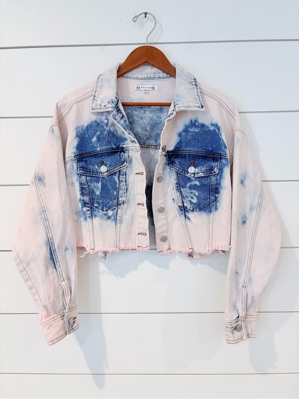 Pacsun Pink Acid Wash Cropped Denim Jacket Y2K Grungecore XS/S Soft Girl